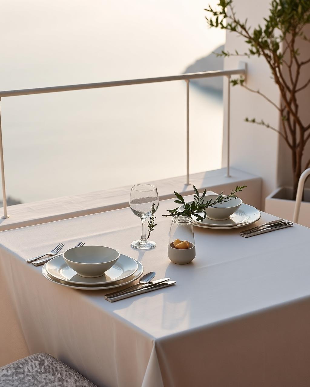 Premium table setting on a Santorini terrace